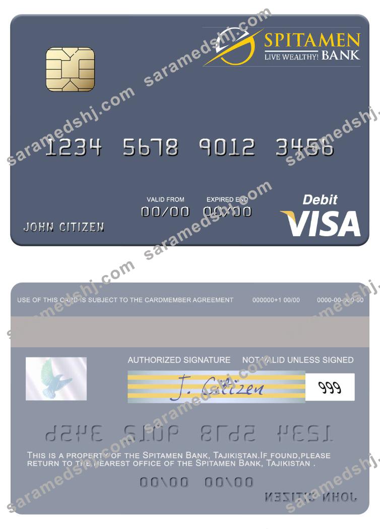 Tajikistan Spitamen Bank visa debit card